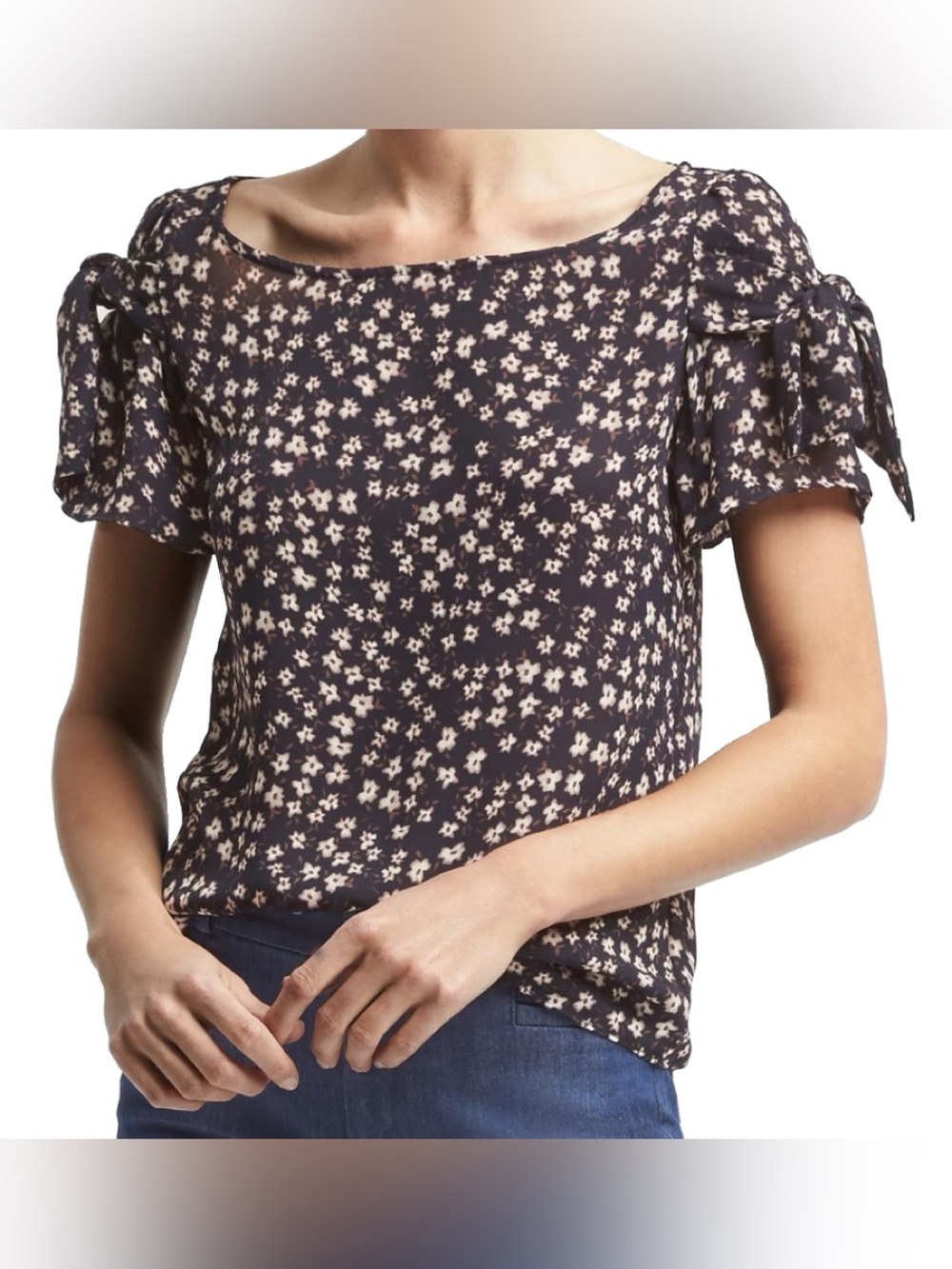 Banana Republic short sleeve blouse, navy floral